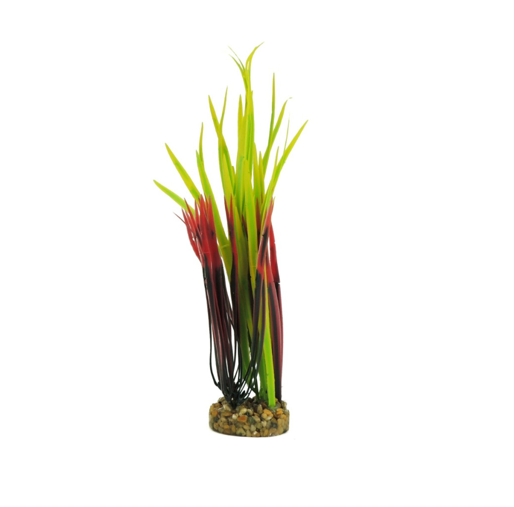 Classic Gravel Base Artificial Plant - Yellow & Red Grass (28cm)