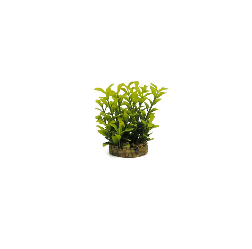 Classic Gravel Base Artificial Plant - Yellow & Green Leaf (10cm)