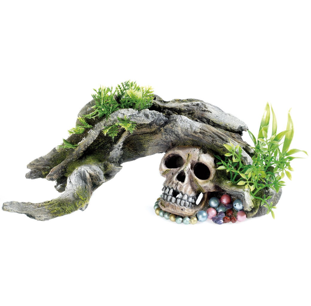 Classic Ornament - Wood & Skull with Plants