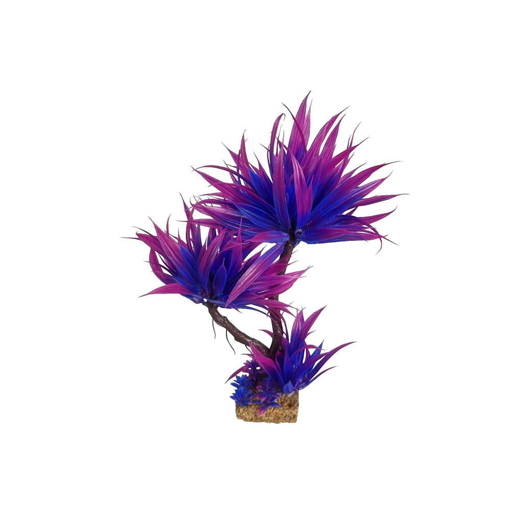 AquaManta Gravel Base Artificial Plant - Purple Tree (28cm)