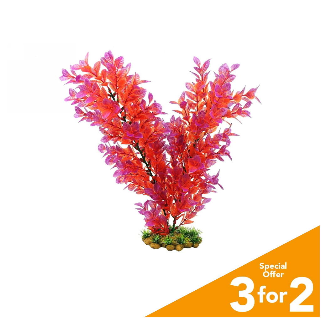 Classic Plastic Aquarium Plant (X-Large) - Red Leaf