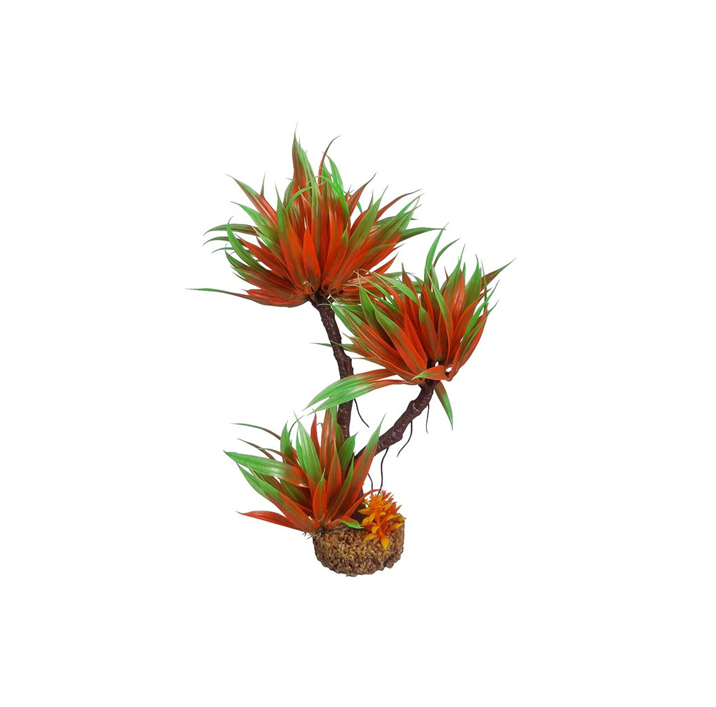 AquaManta Gravel Base Artificial Plant - Red Green Tree (28cm)