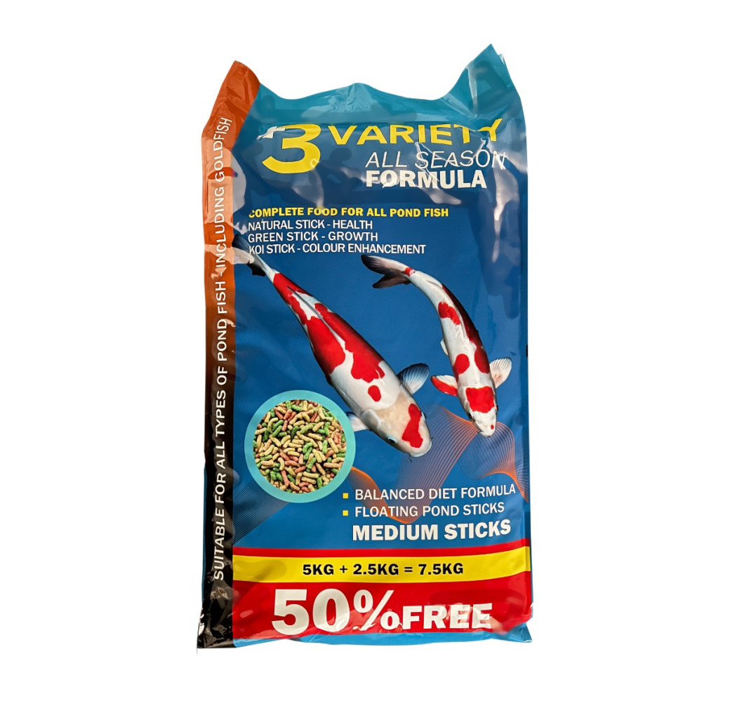 Maidenhead Aquatics +3 Variety All Season Formula Sticks (7.5kg) - 50% EXTRA FREE