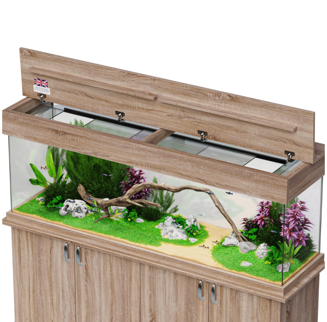 SeaBray Elite 72" x 18" x 24” Aquarium & Cabinet - Vintage Oak