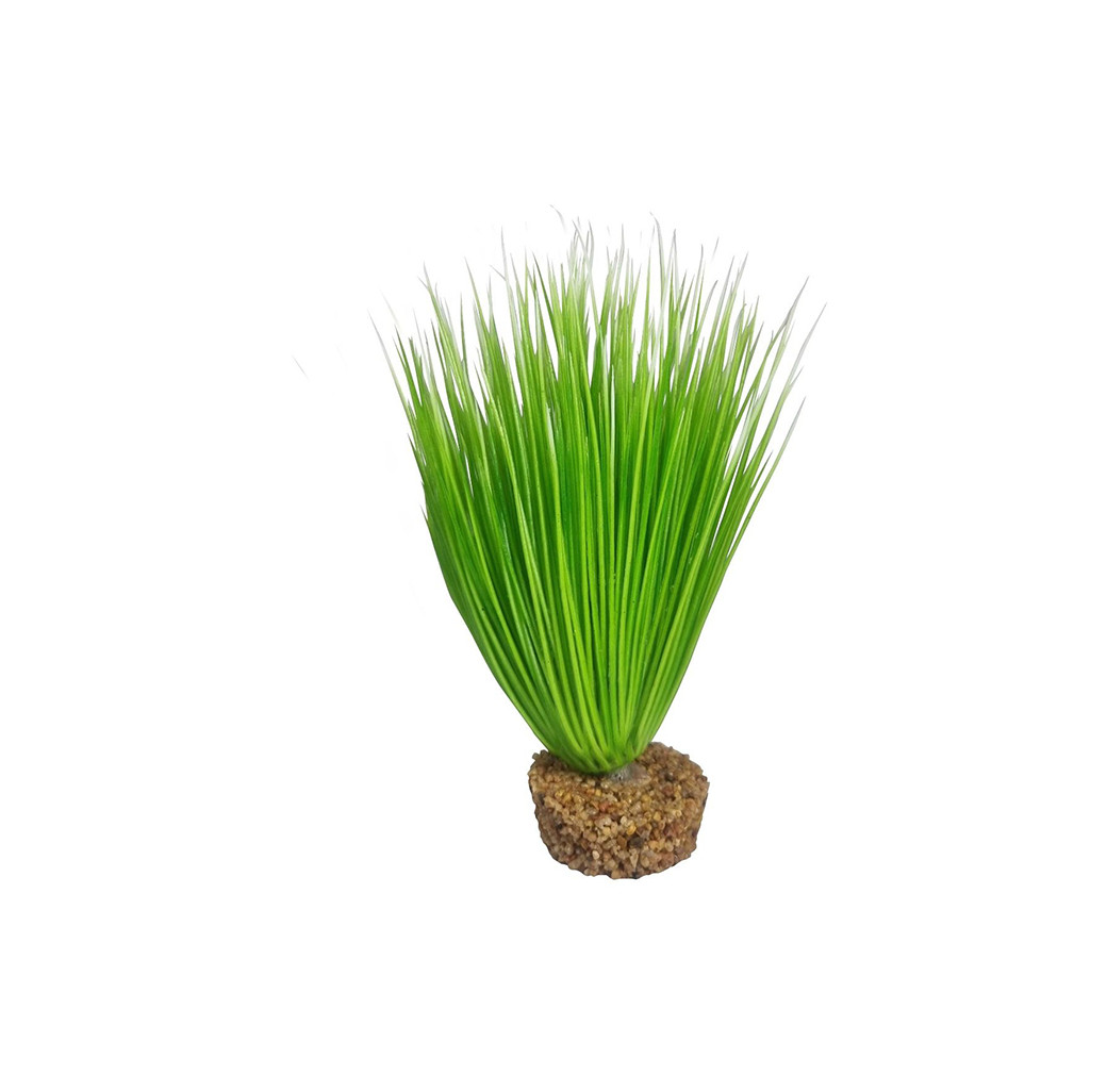 AquaManta Gravel Base Artificial Plant - Green Blyxa Grass (15cm)