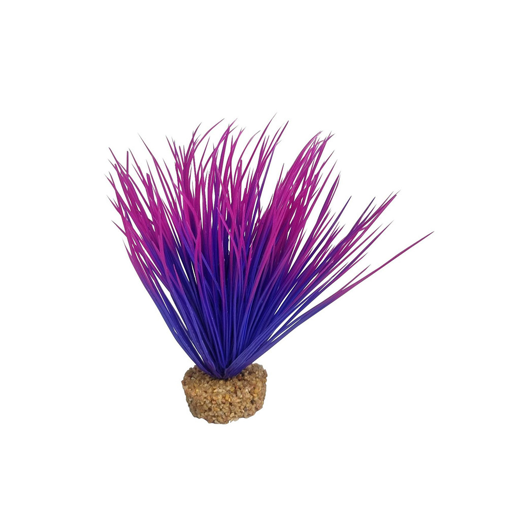 AquaManta Gravel Base Artificial Plant - Purple Blyxa Grass (15cm)