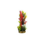 Classic Gravel Base Artificial Plant - Red, Yellow & Green Fern (26cm)