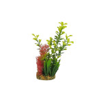 Classic Gravel Base Artificial Plant - Red, Green & Yellow Fern (20cm)