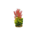 Classic Gravel Base Artificial Plant - Red & Yellow Fern (16cm)