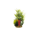 Classic Gravel Base Artificial Plant - Yellow, Red & Green Leaf (16cm)