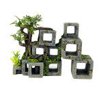 Classic Ornament - Cube Concrete Swim through with plants 