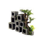 Classic Ornament - Cube Concrete Swim through with plants 